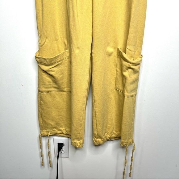 Zara Cargo Green Sheen Wide Leg High Waisted Plush Cotton Sweatpants Small - Picture 3 of 16